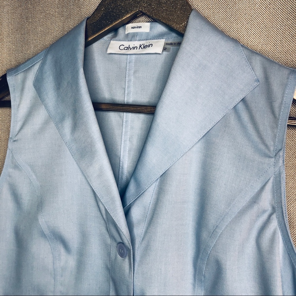 Calvin Klein Button Down Sleeveless Blouse